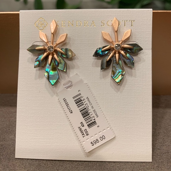 Kendra Scott Abalone Tawny RSG plated Earrings NWT - Picture 4 of 12